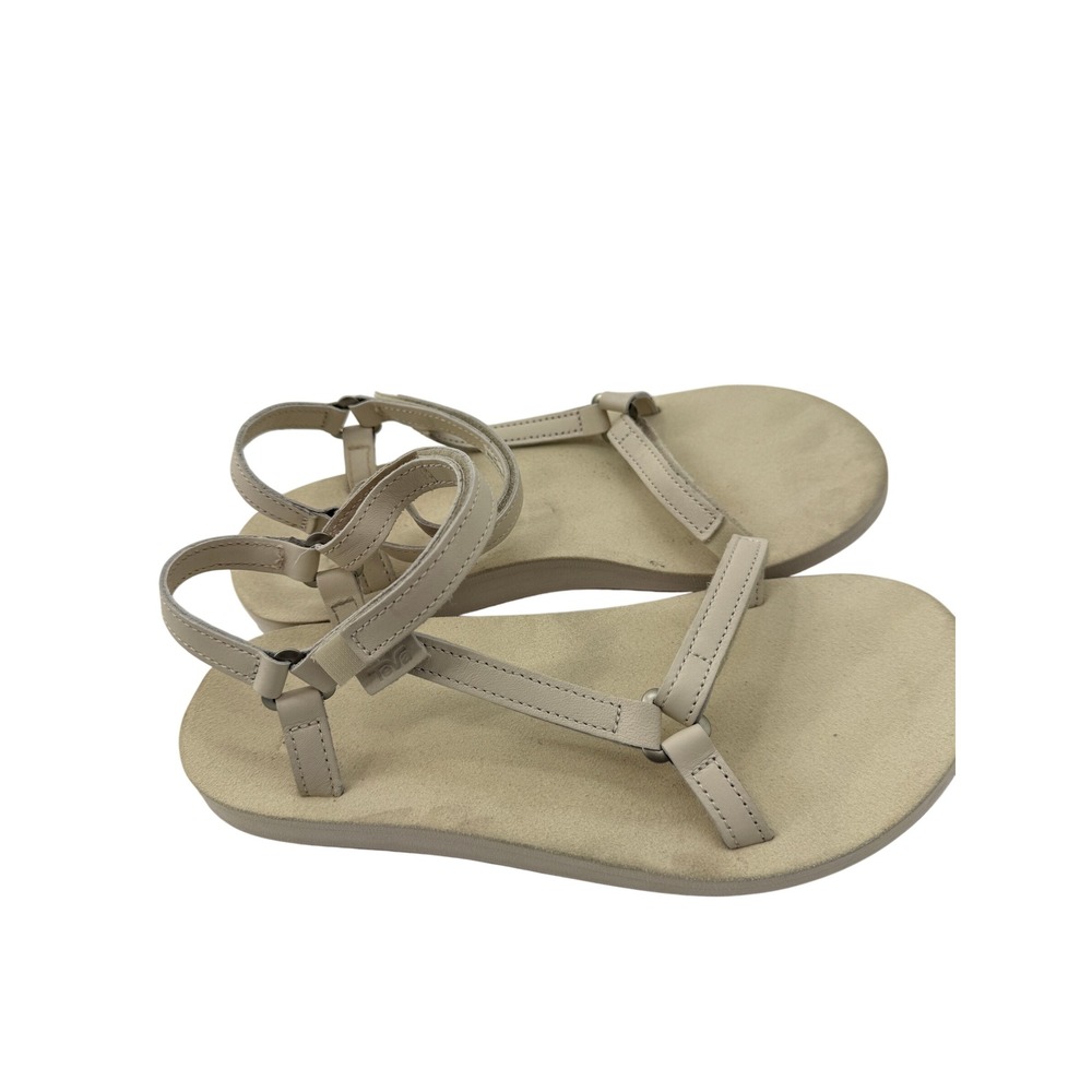 Teva Original Universal Slim Sandal Size 7 Cream Leather Everyday Strappy Summer - Picture 5 of 10